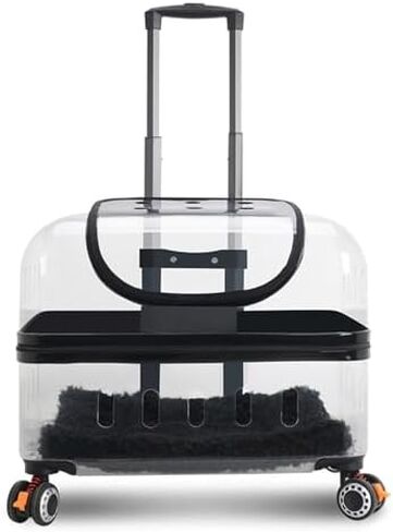 Large Capacity Pet Trolley Case, Transparent Pet Carrier Backpack, Outdoor Cat Crate, Cat Kennel Trolley Case Portable with Silent Wheel for Cats (Color : Green-A) in Saudi Arabia