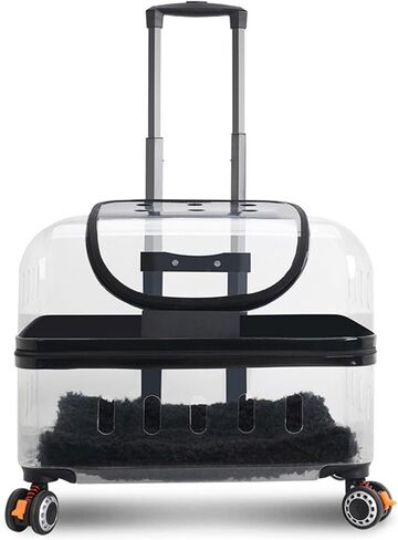 Large Capacity Pet Trolley Case, Transparent Pet Carrier Backpack, Outdoor Cat Crate, Cat Kennel Trolley Case Portable with Silent Wheel for Cats (Color : Green-A) in Saudi Arabia
