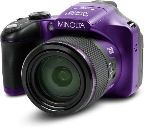 MINOLTA MN67Z 20 MP / 1080P FHD Bridge Digital Camera w/67x Optical Zoom (Red) Bundle with 32GB Memory Card + Camara Bag + Cleaning Kit + Vlogging Tripod + Accessories in Saudi Arabia