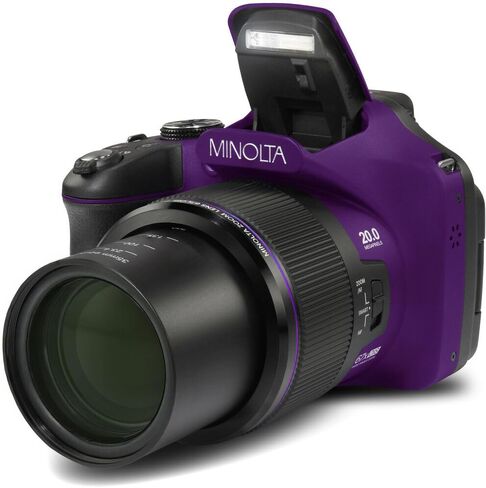 MINOLTA MN67Z 20 MP / 1080P FHD Bridge Digital Camera w/67x Optical Zoom (Red) Bundle with 32GB Memory Card + Camara Bag + Cleaning Kit + Vlogging Tripod + Accessories in Saudi Arabia
