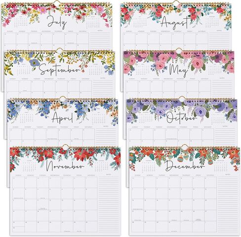 2025-2026 Calendar, Jokotha Wall Calendar 2025, Calendar Runs From Jul 2025 - Dec 2026, 15" x 12", Twin-Wire Binding, Hanging Hook, Floral Design in Saudi Arabia
