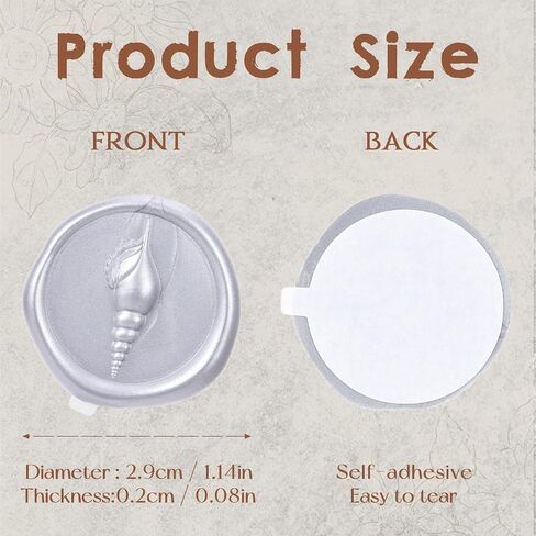 ملصقات Silver Conch Wax Seal - 50 PCS مزخرفة شمعات شمع ملصقات لإكسسوارات دعوة زفاف الشاطئ ، ملصق طوابع لاصق ذاتي للأظرف غلاف عيد الميلاد حفلة عيد الميلاد in Kuwait