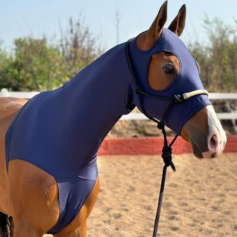 Horse Hood Slinky Lycra sthippered Mane Braid Counter Guard ، 1piece (Black ، Medium) in Kuwait