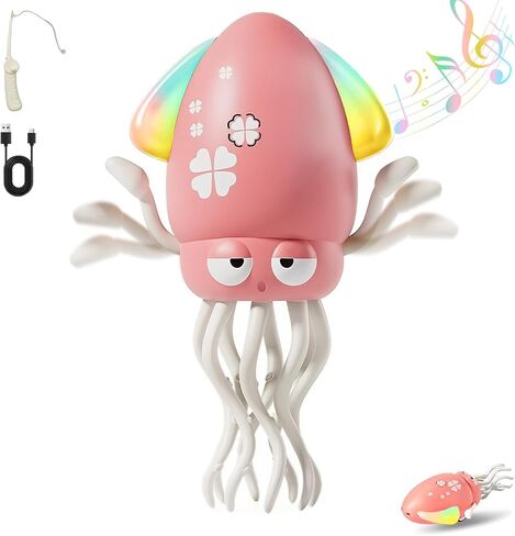 Electric Dancing Octopus Toy, Crawling Musical Toys for Toddlers 3-6 with Automatic Obstacle Avoidance, Baby Light Up Toys for 3 4 5 6 Year Old Boys Girls, Funny Birthday Gifts for Kids (Yellow) in Saudi Arabia
