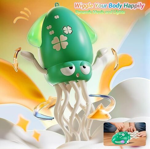 Electric Dancing Octopus Toy, Crawling Musical Toys for Toddlers 3-6 with Automatic Obstacle Avoidance, Baby Light Up Toys for 3 4 5 6 Year Old Boys Girls, Funny Birthday Gifts for Kids (Yellow) in Saudi Arabia