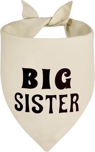 Big Brother Dog Bandana Beige Bare 1PCs ، وشاح Triangle القابل للتعديل ، وإعلان الحمل ، وطفل جديد للعائلة. in Kuwait