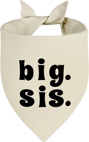 Big Brother Dog Bandana Beige Bare 1PCs ، وشاح Triangle القابل للتعديل ، وإعلان الحمل ، وطفل جديد للعائلة. in Kuwait