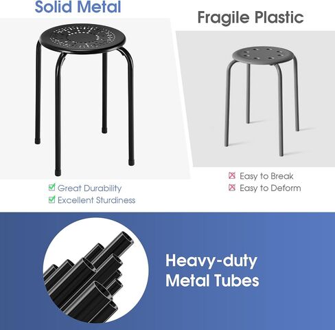 Giantex Stackable Stools Set of 6, No Assembly 17.5" Height Stacking School Chairs for Kids Adults, Portable Metal Nesting Stools, Flexible Seating for Classroom Middle School, Office, Small Space in Saudi Arabia