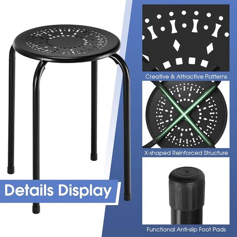 Giantex Stackable Stools Set of 6, No Assembly 17.5" Height Stacking School Chairs for Kids Adults, Portable Metal Nesting Stools, Flexible Seating for Classroom Middle School, Office, Small Space in Saudi Arabia