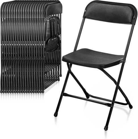 20 Pack White Plastic Folding Chairs, Indoor Outdoor Portable Stackable Commercial Seat with Steel Frame 350lb (White, 20) in Saudi Arabia