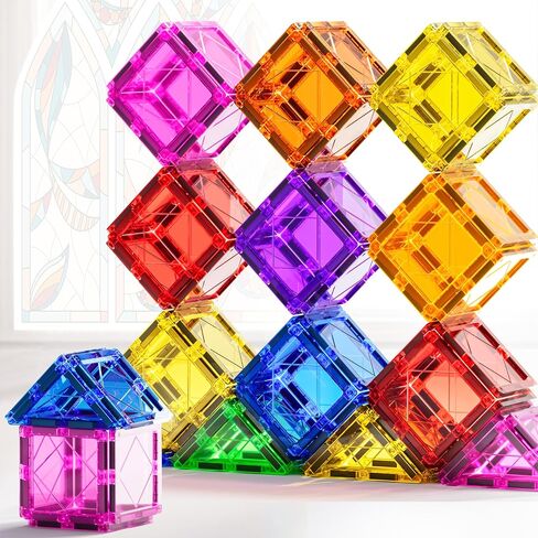 100PCS Magnetic Tiles Kids Toys - Magnetic Building Blocks STEM Magnet Building Set Preschool Learning Magnet Toys for Kids Ages 3-5 4-8, Sensory Montessori Toy for Toddlers 3+ Year Old Boys Girls in Kuwait