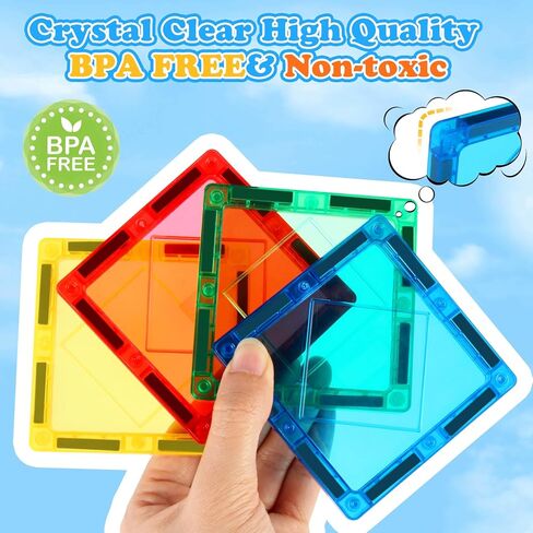 100PCS Magnetic Tiles Kids Toys - Magnetic Building Blocks STEM Magnet Building Set Preschool Learning Magnet Toys for Kids Ages 3-5 4-8, Sensory Montessori Toy for Toddlers 3+ Year Old Boys Girls in Kuwait