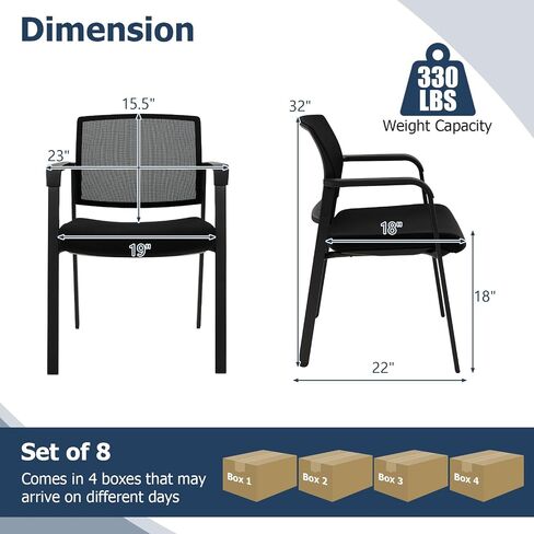 Giantex 2-Pack Reception Room Chair Set with Mesh Back, Metal Frame & Padded Seat, Armrests, No Wheels, Stacking Guest Chairs for Office, Waiting Room, Lobby, Meeting, Black in Saudi Arabia