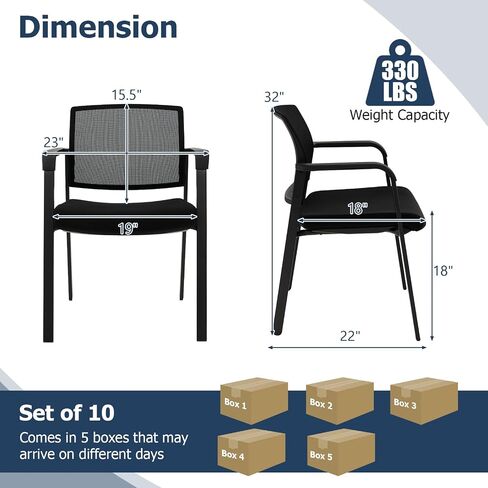 Giantex 2-Pack Reception Room Chair Set with Mesh Back, Metal Frame & Padded Seat, Armrests, No Wheels, Stacking Guest Chairs for Office, Waiting Room, Lobby, Meeting, Black in Saudi Arabia