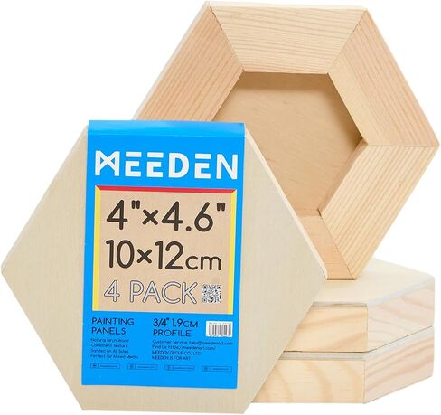 ألواح Meeden Hexagon Wood Canvas: 3/4 "لوحات قماشية خشبية عميقة - لوحات فنية خشبية مدتها 4 عبوات للفن المصب in Saudi Arabia