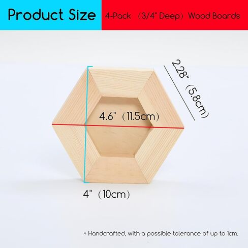 ألواح Meeden Hexagon Wood Canvas: 3/4 "لوحات قماشية خشبية عميقة - لوحات فنية خشبية مدتها 4 عبوات للفن المصب in Saudi Arabia