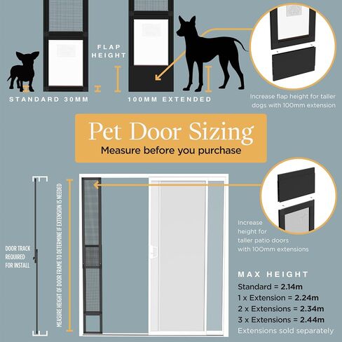 V2 Patio Pet Door Screen Insert Panel for Sliding Doors, Fits Door Track Min Ht 62.99" to Max Ht 84.25",UV Resistant Mesh, Locking Magnetic Dog Door, Easy Install and Removal, Large, White in Kuwait
