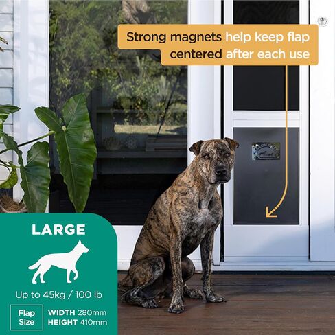 V2 Patio Pet Door Screen Insert Panel for Sliding Doors, Fits Door Track Min Ht 62.99" to Max Ht 84.25",UV Resistant Mesh, Locking Magnetic Dog Door, Easy Install and Removal, Large, White in Kuwait