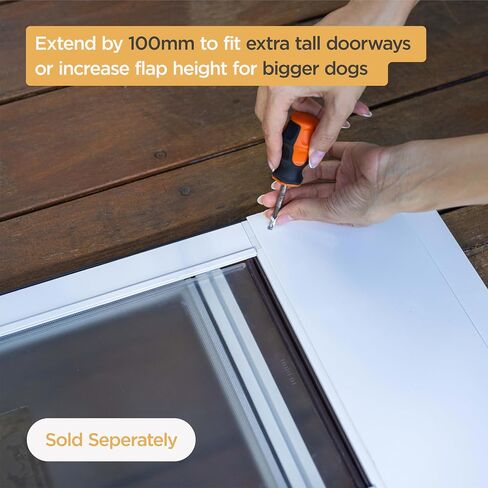 V2 Patio Pet Door Screen Insert Panel for Sliding Doors, Fits Door Track Min Ht 62.99" to Max Ht 84.25",UV Resistant Mesh, Locking Magnetic Dog Door, Easy Install and Removal, Large, White in Kuwait