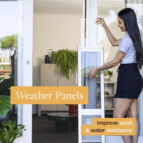 V2 Patio Pet Door Screen Insert Panel for Sliding Doors, Fits Door Track Min Ht 62.99" to Max Ht 84.25",UV Resistant Mesh, Locking Magnetic Dog Door, Easy Install and Removal, Large, White in Kuwait