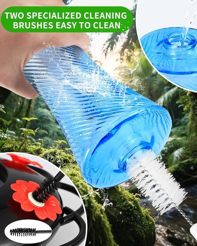 Hanging 20oz Glass Hummingbird Feeder with Moat, Small Outdoor Plastic Bird Feeder, Squirrel Proof, Ants, Outside Water Dispenser for Garden (Blue Glass Bird Feeder-2) in Kuwait