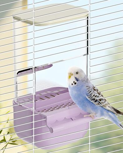 BNOSDM Automatic Bird Feeder No Mess Bird Cage Feeders Parrot Cage Accessories Transparent Seed Food Container with Perch for Finches, Parakeets, Budgies, Lovebirds, Cockatoos, Canaries (Green) in Saudi Arabia