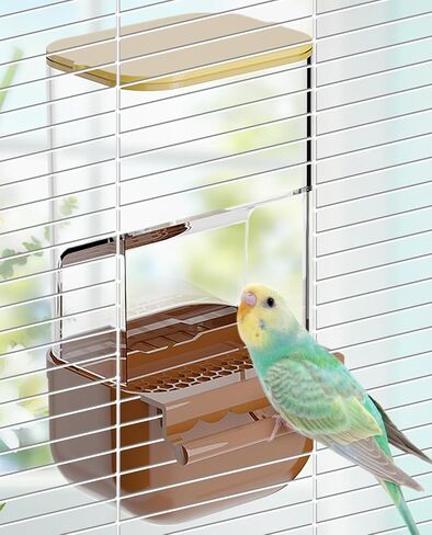 BNOSDM Automatic Bird Feeder No Mess Bird Cage Feeders Parrot Cage Accessories Transparent Seed Food Container with Perch for Finches, Parakeets, Budgies, Lovebirds, Cockatoos, Canaries (Green) in Saudi Arabia