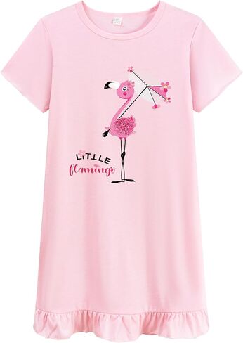 Girls Short Sleeve 3-10 Years Unicorn Dinosaur Star Moon Nightgown Pajamas Sleep Dress Sleepwear in Kuwait