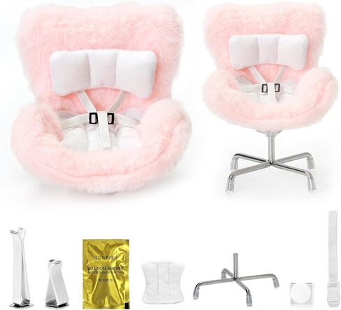 Car Seat for Dolls (10-17cm), Cute Doll Accessory with Soft Furry Cushion, Air Vent Clip & Desktop Stand, Display Sofa for Blind Box Fans & Collectors, Functional Car Ornament (Pink) in Kuwait