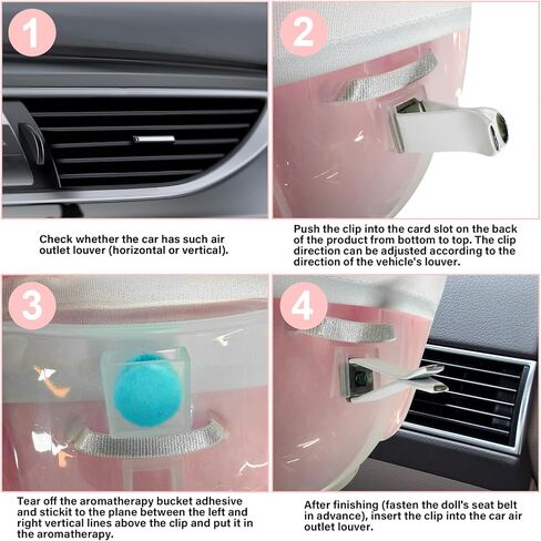 Car Seat for Dolls (10-17cm), Cute Doll Accessory with Soft Furry Cushion, Air Vent Clip & Desktop Stand, Display Sofa for Blind Box Fans & Collectors, Functional Car Ornament (Pink) in Kuwait