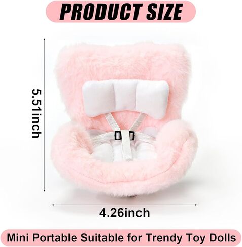 Car Seat for Dolls (10-17cm), Cute Doll Accessory with Soft Furry Cushion, Air Vent Clip & Desktop Stand, Display Sofa for Blind Box Fans & Collectors, Functional Car Ornament (Pink) in Kuwait