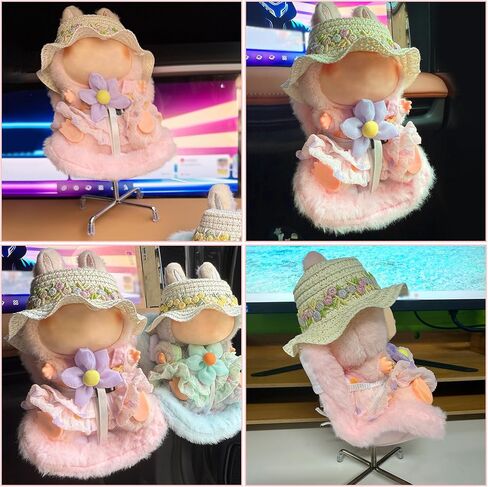 Car Seat for Dolls (10-17cm), Cute Doll Accessory with Soft Furry Cushion, Air Vent Clip & Desktop Stand, Display Sofa for Blind Box Fans & Collectors, Functional Car Ornament (Pink) in Kuwait