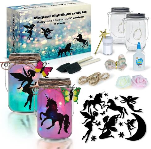 Make Your Own Unicorn & Fairy Lantern Jar Night light Arts and Crafts for Kids, Best Birthday Gifts for Girls Ages 3 4 5 6 7 8 9 10 11 12 Years old, DIY Unicorn Gift & Fairy Craft Kit for Little Girls in Kuwait