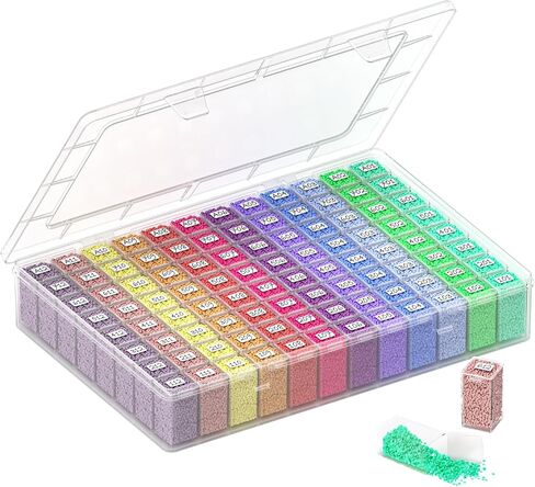 64 Grids Diamond Painting Storage Containers, Portable Transparent Bead Organizer Box with Snap Lid | Dust-Proof Diamond Art Drill Container for DIY Crafts, Jewelry, and Small Accessories in Kuwait
