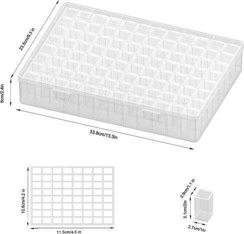 64 Grids Diamond Painting Storage Containers, Portable Transparent Bead Organizer Box with Snap Lid | Dust-Proof Diamond Art Drill Container for DIY Crafts, Jewelry, and Small Accessories in Kuwait