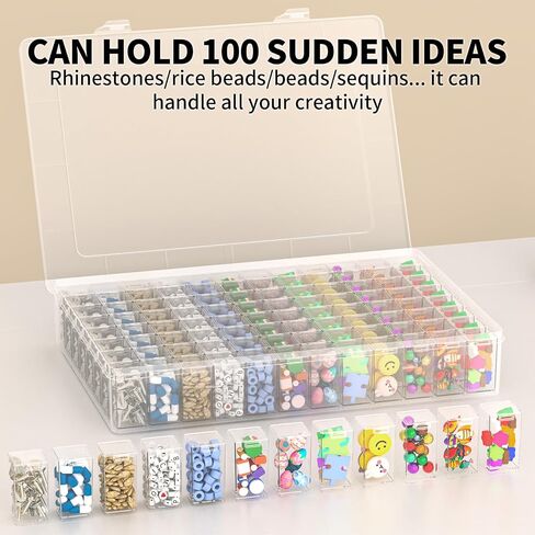 64 Grids Diamond Painting Storage Containers, Portable Transparent Bead Organizer Box with Snap Lid | Dust-Proof Diamond Art Drill Container for DIY Crafts, Jewelry, and Small Accessories in Kuwait