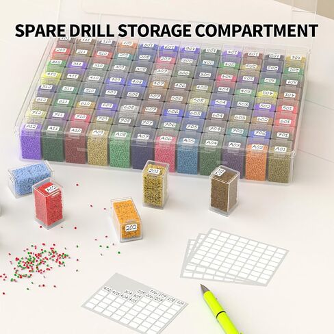 64 Grids Diamond Painting Storage Containers, Portable Transparent Bead Organizer Box with Snap Lid | Dust-Proof Diamond Art Drill Container for DIY Crafts, Jewelry, and Small Accessories in Kuwait