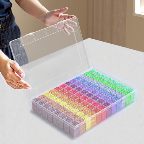 64 Grids Diamond Painting Storage Containers, Portable Transparent Bead Organizer Box with Snap Lid | Dust-Proof Diamond Art Drill Container for DIY Crafts, Jewelry, and Small Accessories in Kuwait