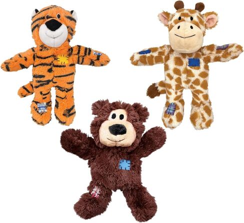 KONG Wild Knots Dog Toys 3 Pack – Bear, Giraffe & Tiger – Durable Plush Toys with Internal Knotted Rope & Squeaker – Soft Outside, Tough Inside – Ideal for Tugging & Chewing (Small/Medium) in Saudi Arabia