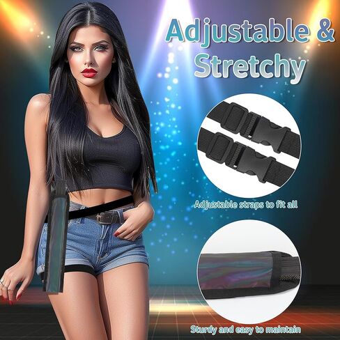 حافظة مروحة قابلة للطي من Rave Fan، حامل مروحة يد مع أشرطة قابلة للتمدد - ملحقات مروحة الهذيان للرجال والنساء حافظة عاكسة للضوء لحفلات الرقص الموسيقية والهذيان in Kuwait