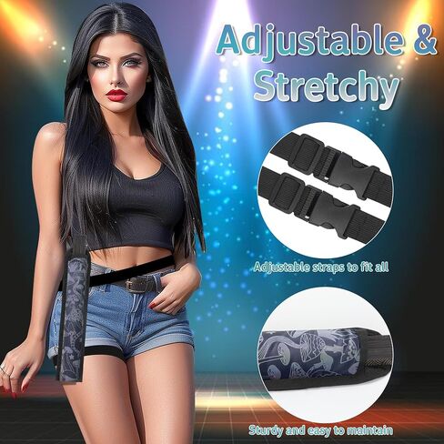 Rave Fan Holster Folding Fan Sleeves, Hand Fan Holder with Stretchy Straps - Men Women Rave Fan Accessories Reflective Fan Holster for Dance Music Circuit Parties and Raves in Saudi Arabia