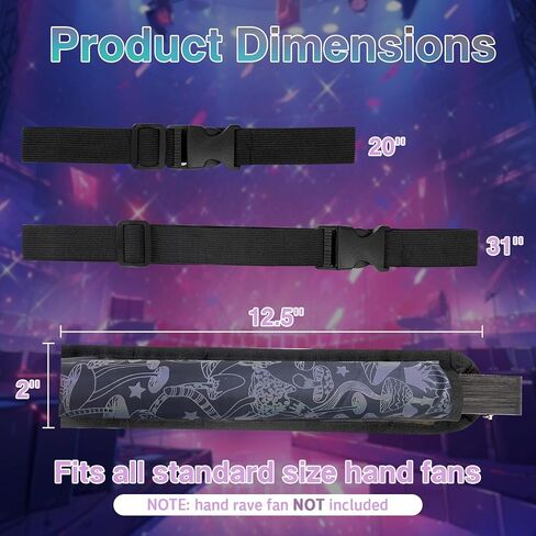 Rave Fan Holster Folding Fan Sleeves, Hand Fan Holder with Stretchy Straps - Men Women Rave Fan Accessories Reflective Fan Holster for Dance Music Circuit Parties and Raves in Saudi Arabia