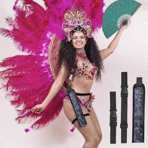 Rave Fan Holster Folding Fan Sleeves, Hand Fan Holder with Stretchy Straps - Men Women Rave Fan Accessories Reflective Fan Holster for Dance Music Circuit Parties and Raves in Saudi Arabia
