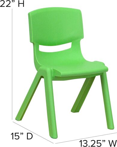 Emma + Oliver 4 Pack Green Plastic Stack School Chair مع ارتفاع مقعد 12 بوصة - كرسي الأطفال in Kuwait