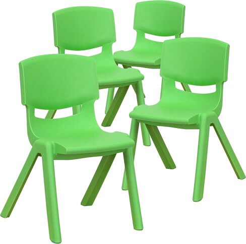 Emma + Oliver 4 Pack Green Plastic Stack School Chair مع ارتفاع مقعد 12 بوصة - كرسي الأطفال in Kuwait