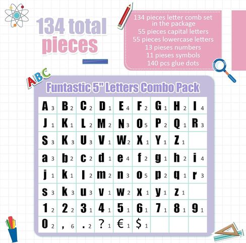 134 Pcs 5 Inch Bulletin Board Letters for Classroom Alphabet Numbers Combo Set Cutouts Letter for Bulletin Board Display Chalkboard School Decor (Boho Pastel) in Saudi Arabia