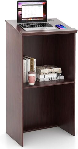 تانجكولا أرضي منصة ، محاضرة ناطقة بالخشب مع رف قابل للتعديل ، مساحة تخزين كبيرة ودرج قلم/قلم رصاص ، مثالي للمؤتمر ، القاعة ، الفصل الدراسي (الأسود) in Kuwait