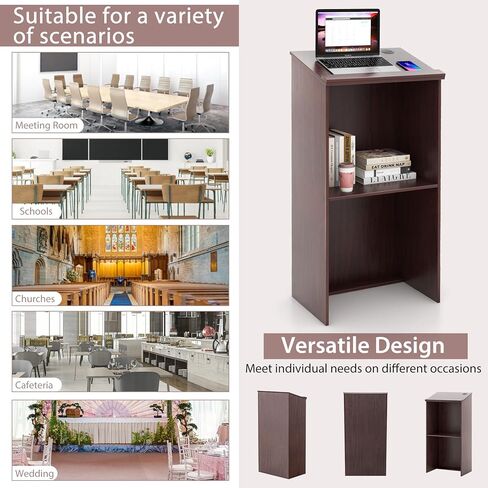 تانجكولا أرضي منصة ، محاضرة ناطقة بالخشب مع رف قابل للتعديل ، مساحة تخزين كبيرة ودرج قلم/قلم رصاص ، مثالي للمؤتمر ، القاعة ، الفصل الدراسي (الأسود) in Kuwait