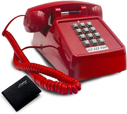 Vintage Retro Landline Phone, Old Telephone with Mechanical Ringer Receiver Volume Adjustable Retro Analog Desk Phone Classic Design for Home, School (Red) in Saudi Arabia