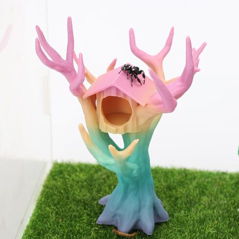 Jumping Spider Tree, Spider Hiding Cave, Tree-Shaped Climbing Toy & Cave, 3D Printed Decorative Accessory for Jumping Spiders, Wolf Spiders, Mantises & Small Arboreal Animals (Wood Color) in Kuwait